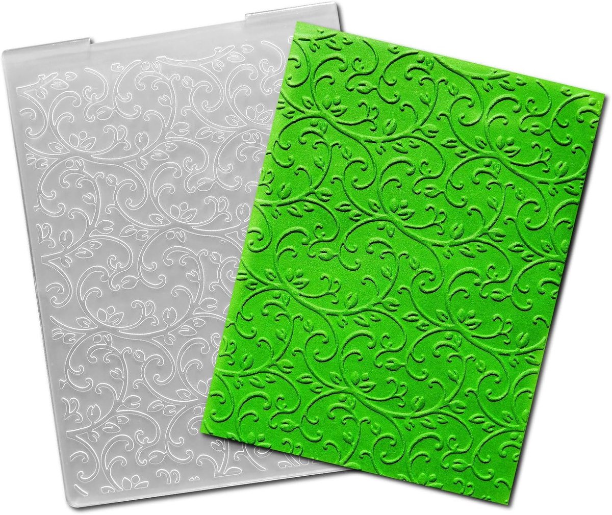 Embossingfolders voor kaarten 10,6 x 14,5 cm - plastic met bloemen en krullen - eenvoudig in gebruik - ShopVlot