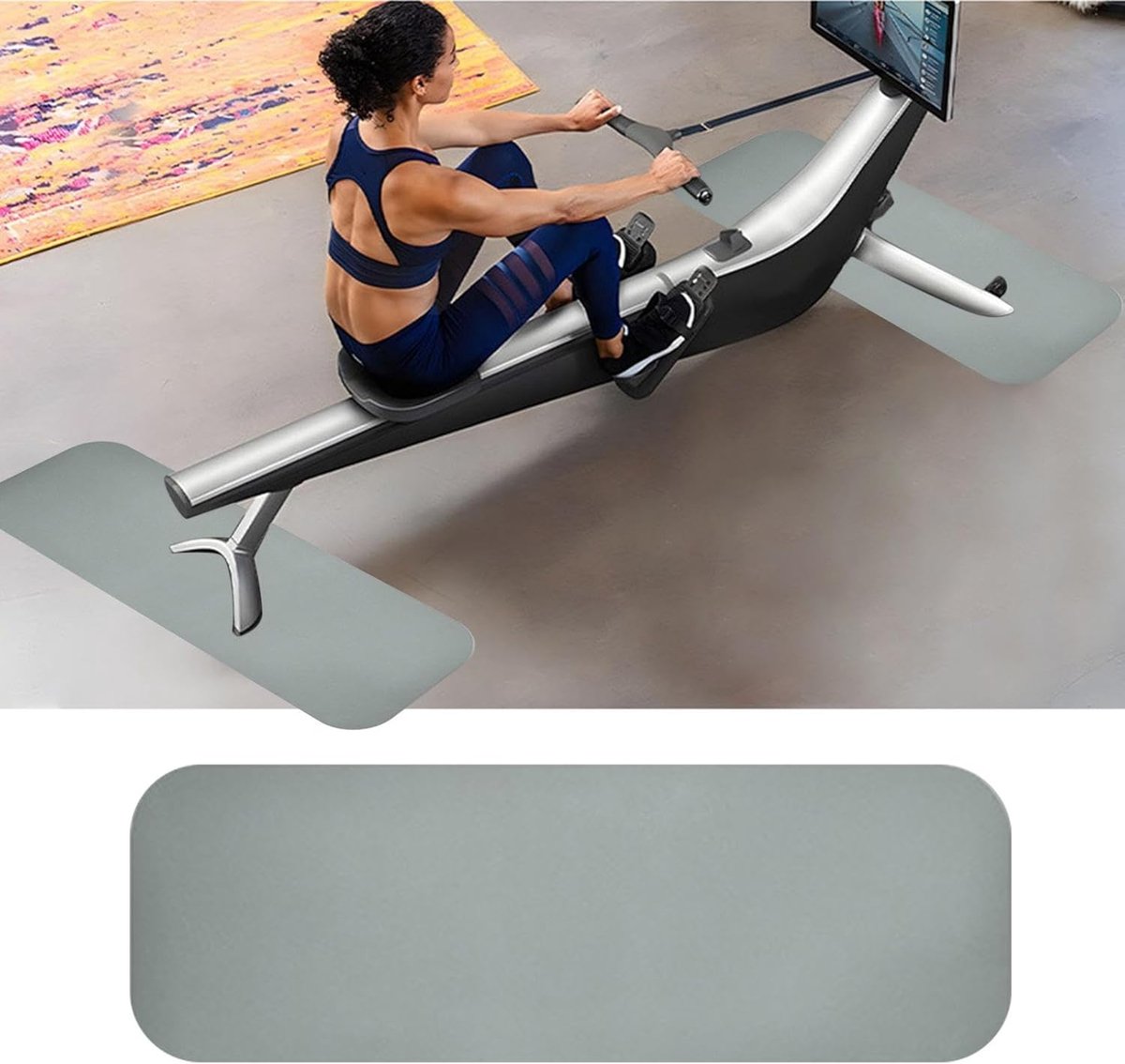 Loopbandmat - Vloermat Fitness - Bescherming Vloer - Antislip Onderkant - 25x80cm - Grijs