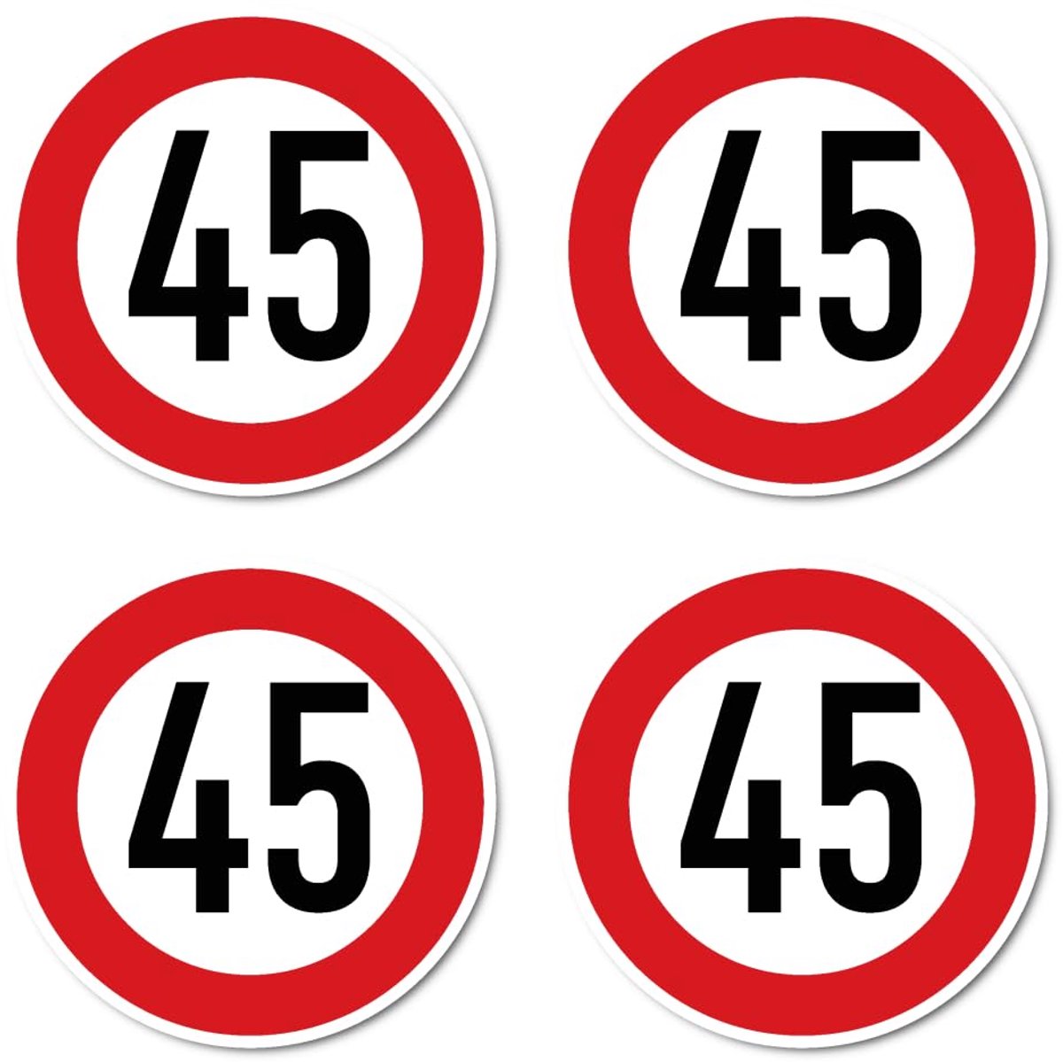 Stickers ⌀ 100 mm - StVO verkeersbord Z-274 - maximum snelheid 45 km/h - waterdicht en UV-bestendig - SnelShoppen