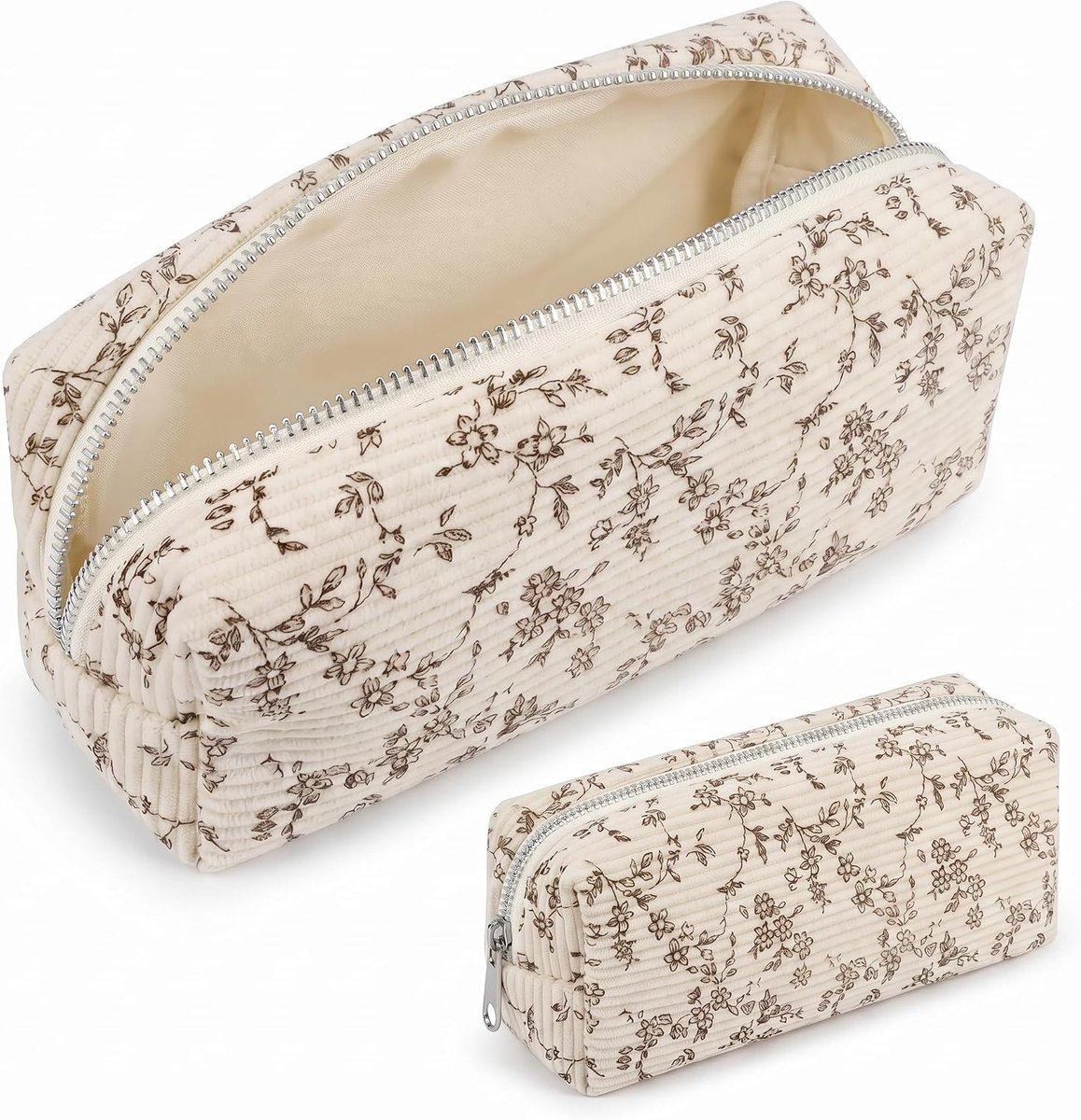 Etui 19x7x5 cm - corduroy beige - stijlvol en praktisch - voor school en kantoor - SnelShoppen