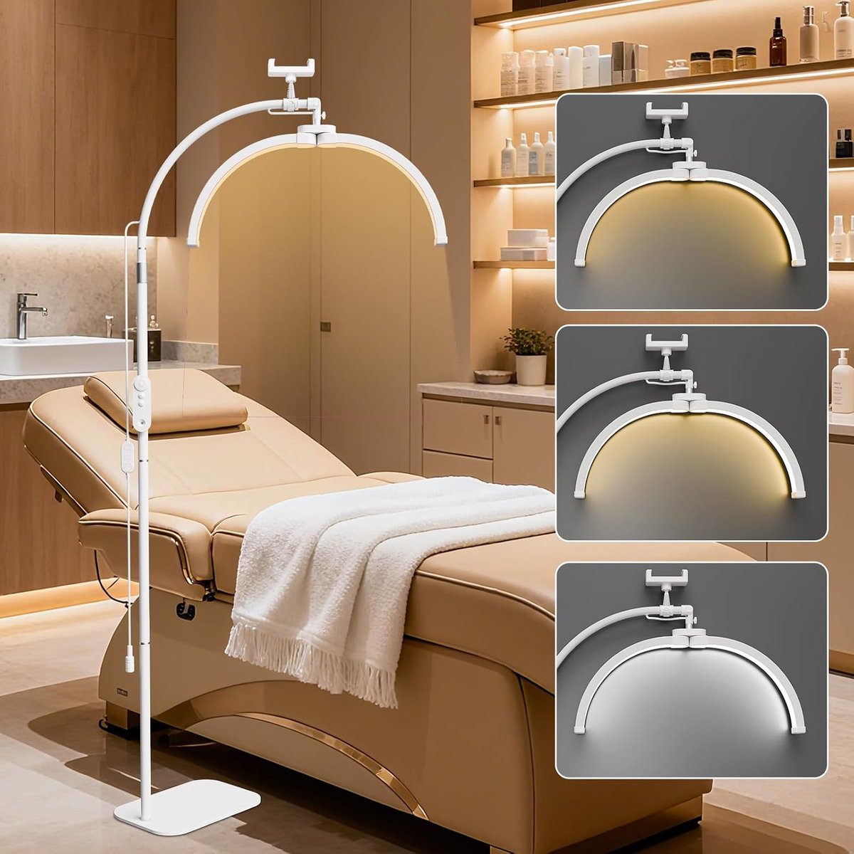 Wimperlamp Halve Maan 55 cm - Cosmetische Lamp met Telefoonhouder - Opvouwbaar - Perfect voor Wimperverlenging - ShopVlot