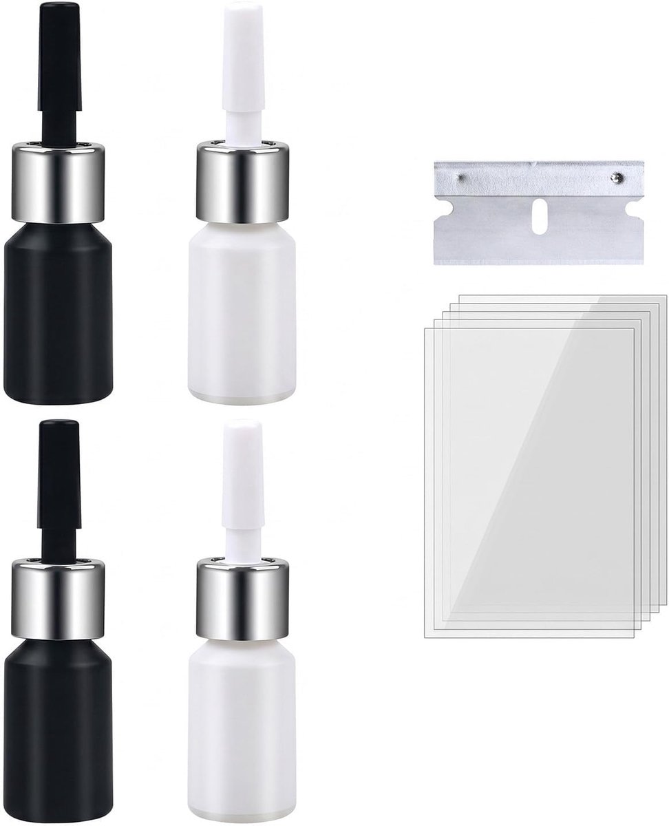 Reparatieset voor voorruit - 4 flessen - zwart en wit - onzichtbare en duurzame reparatie - ShopVlot