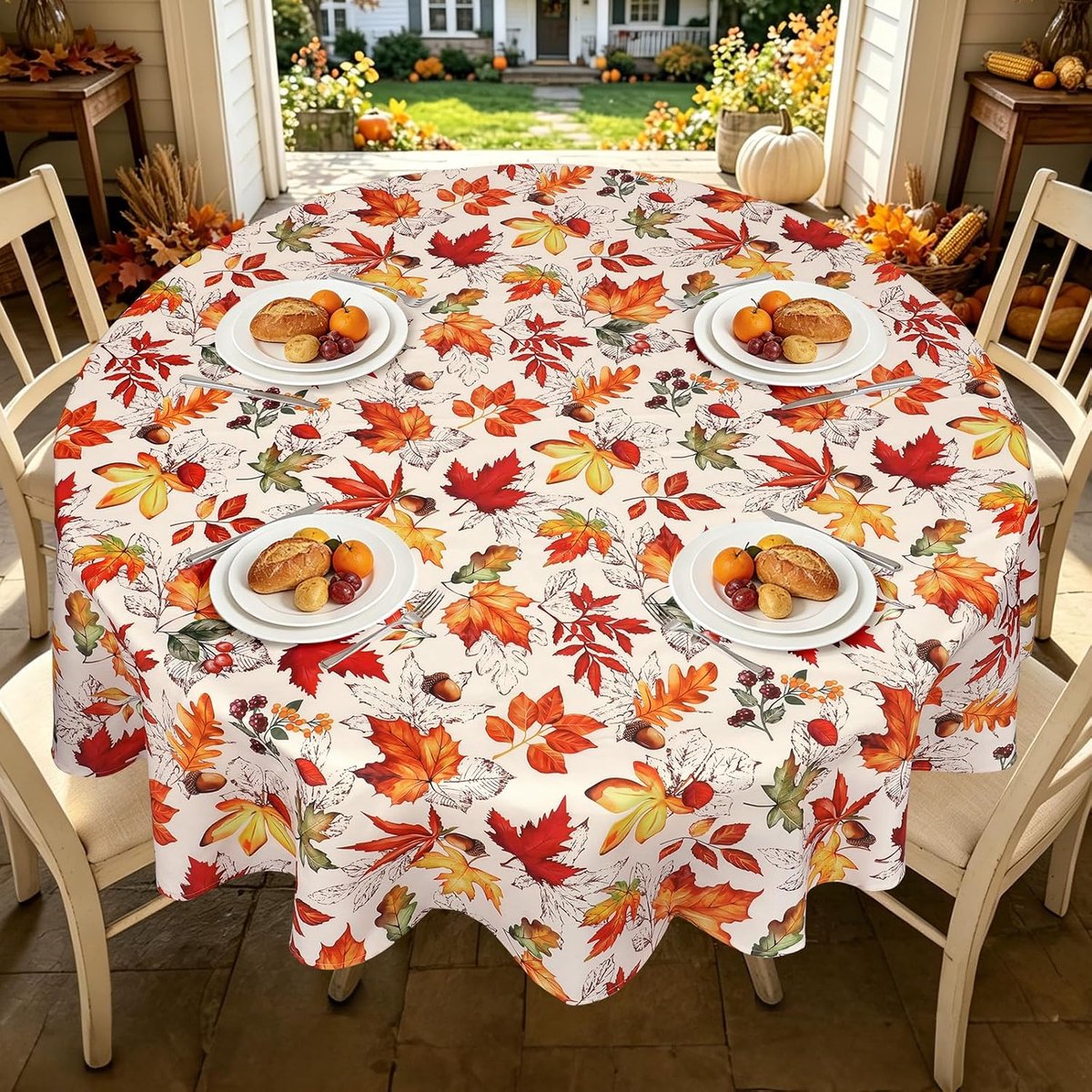 Tafelkleed rond 160 cm - polyester - waterdicht - ideaal voor Thanksgiving - ShopVlot