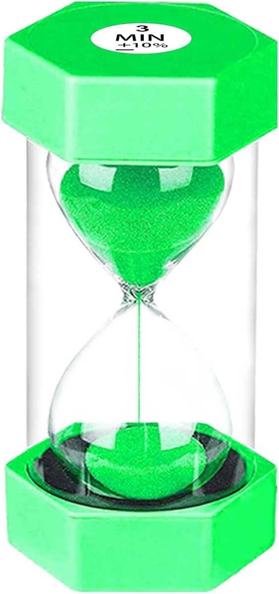 Zandloper 3 Minuten Groen - Kleurige Zandtimer - Veilig voor Kinderen - Ideaal voor Tandenpoetsen - ShopVlot