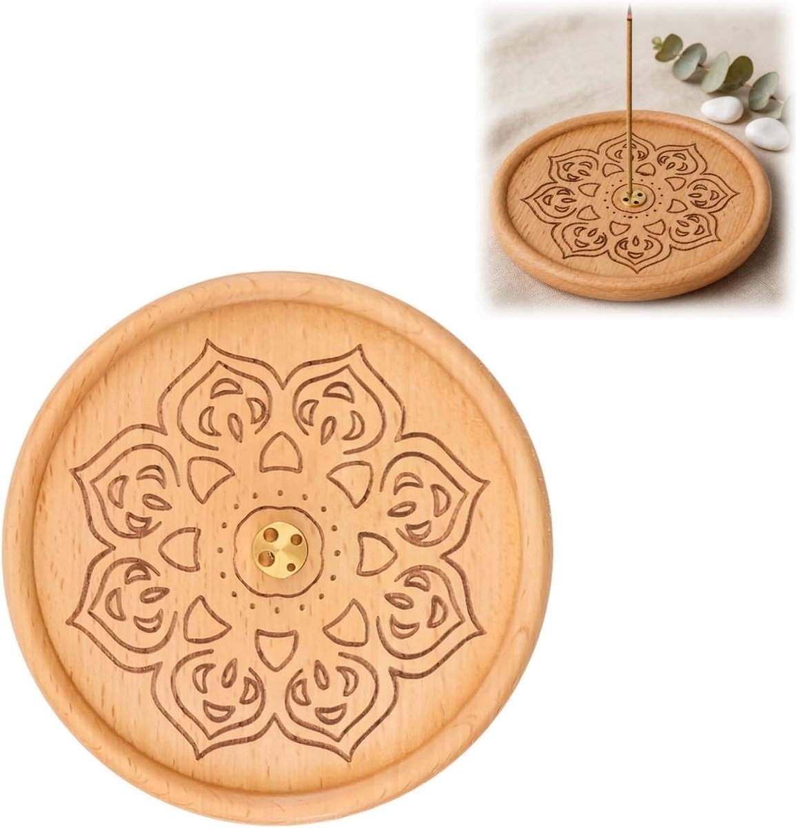 Wierookbrander draagbare set - houten design - inclusief zak - perfect voor meditatie - ShopVlot