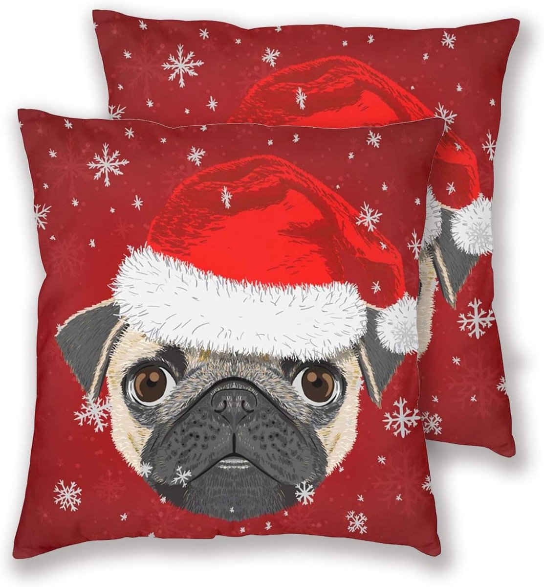 Throwkussens 45 x 45 cm - Pug Hond - Kerstmis - Perfect voor op de bank - ShopVlot