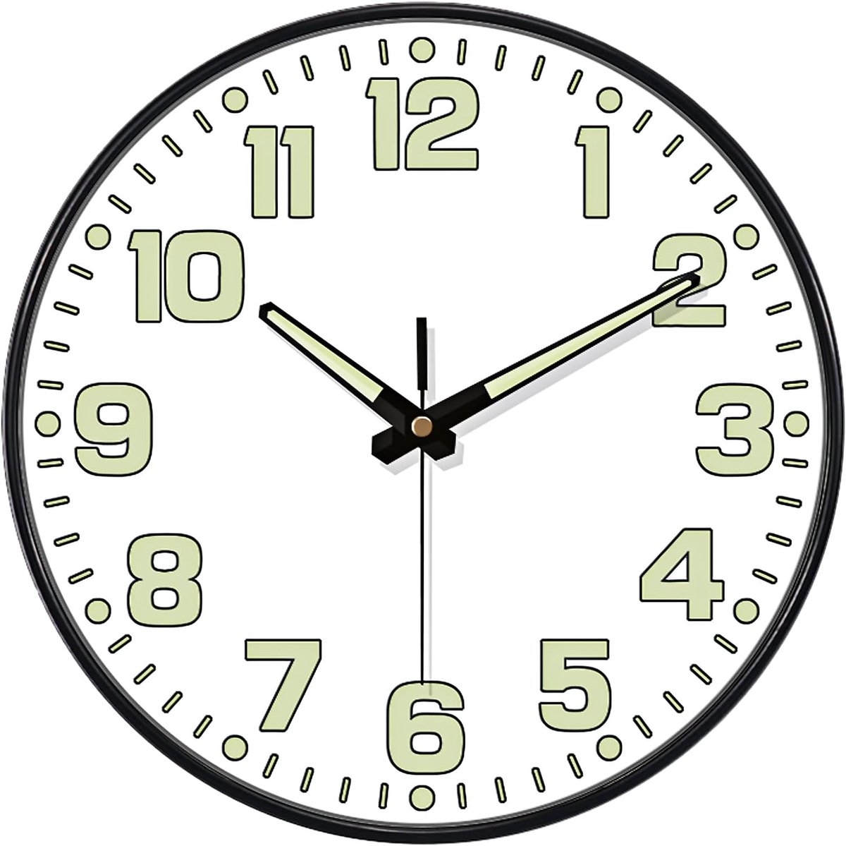 Wandklok 12 Inch - Glow in the Dark - Stille Tempered Glass - Perfect voor nachtgebruik - ShopVlot