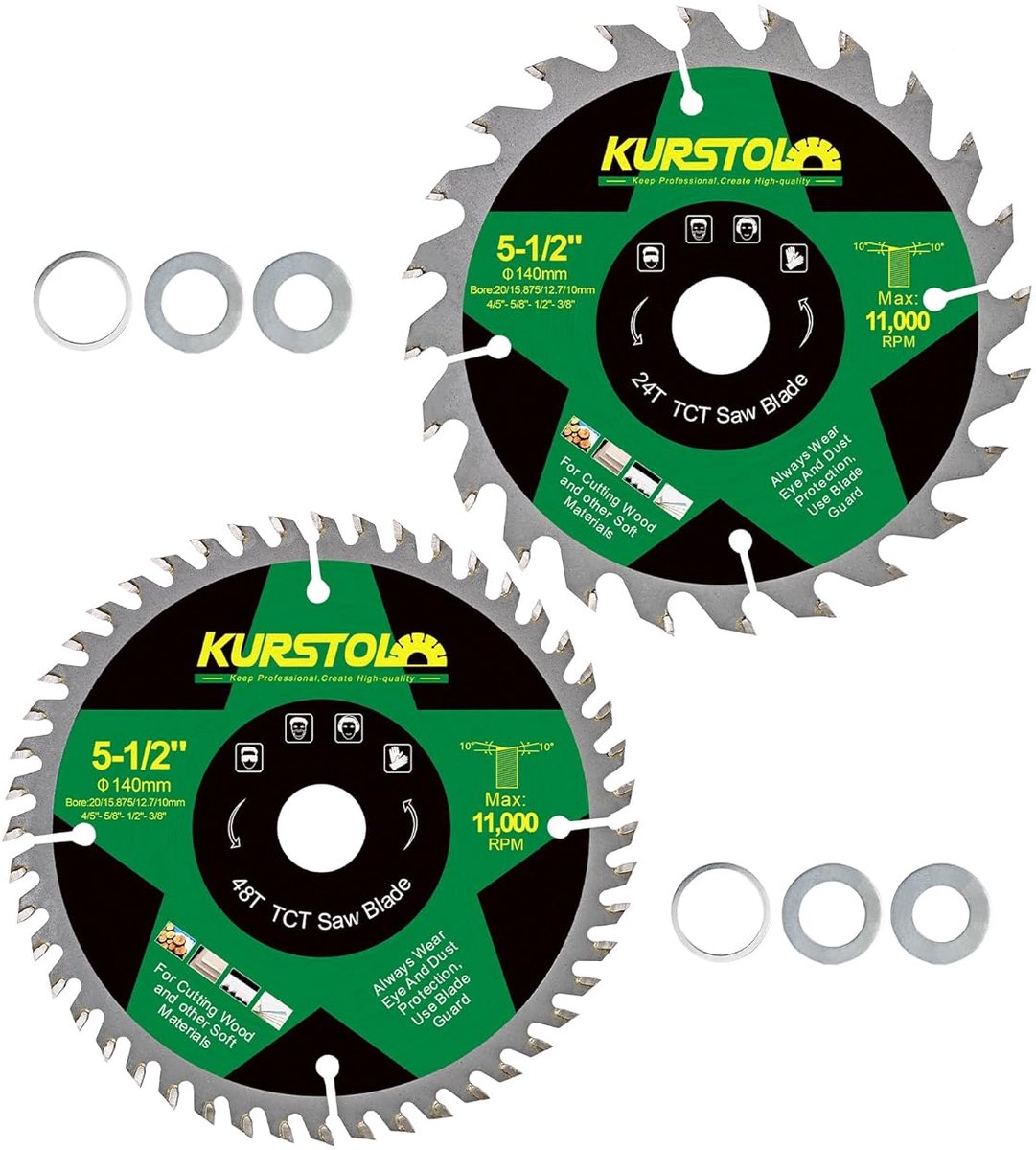 Cirkelzaagblad voor hout 140 mm - 24T en 48T carbide - uitstekende slijtvastheid - ideaal voor diverse materialen - ShopVlot