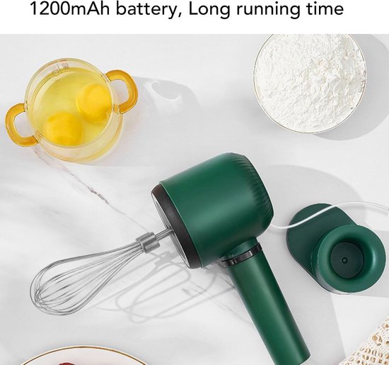 Draadloze Handmixer - Elektrische Klopper - Bakken en Koken - USB Oplaadbaar - Lichtgewicht - Wit — afbeelding 5