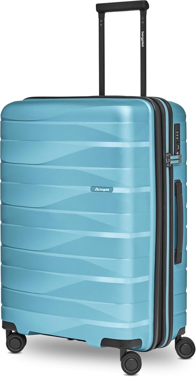 Hard shell koffer medium 66 cm - Glacier Blue Metallic - uitbreidbaar - ideaal voor 12-daagse vakanties - ShopVlot