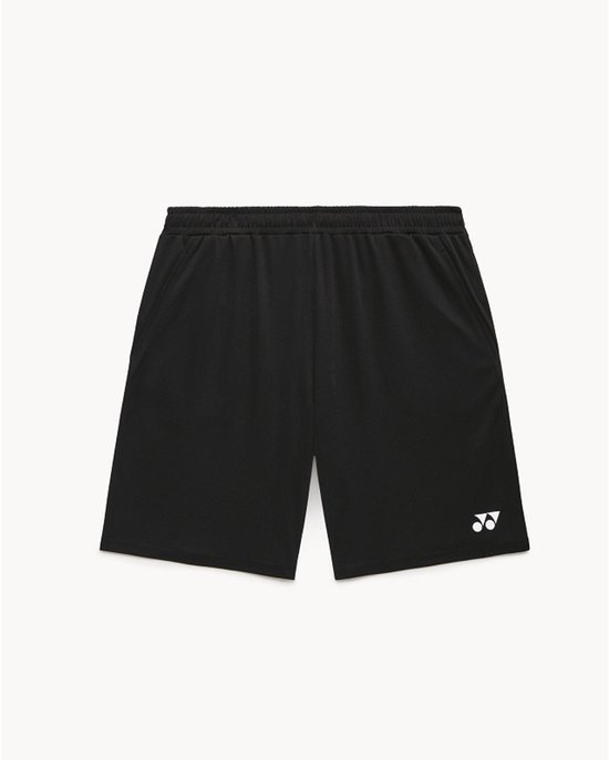 Short de sport noir Yonex avec logo blanc en bas à droite.