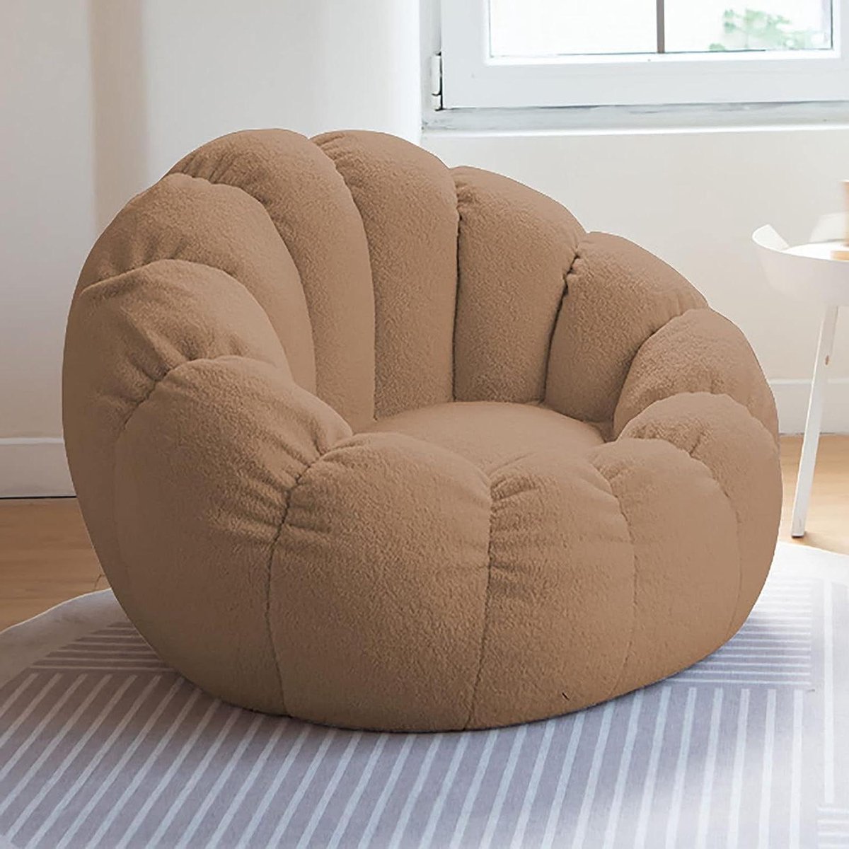 Zitzakhoes Teddy Fleece - Stoelhoes Luie Stoel - Opbergen Knuffels - Zacht Gezellig Materiaal - 85x65cm - Bruin