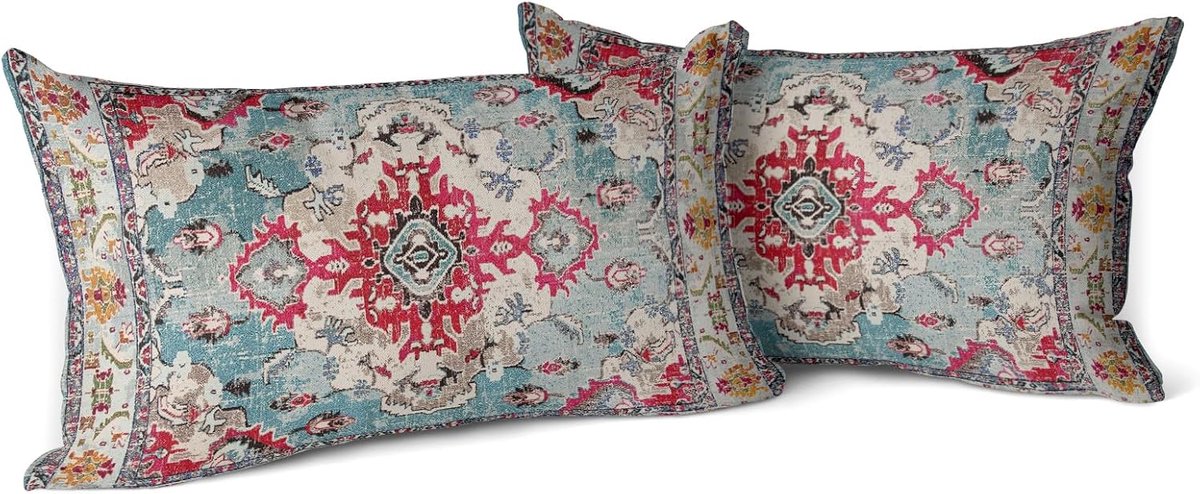 Kussenhoezen set van 2 30x50cm - Bohemian vintage bloemen - Dubbelzijdig - Perfect voor woonkamer decoratie - SnelShoppen