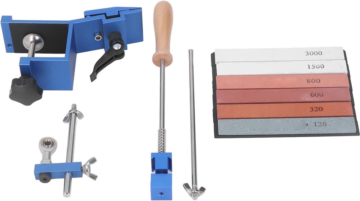 Mes slijper met 6 slijpstenen - 15° vast hoek - handige rotatie voor professioneel slijpen - SnelShoppen