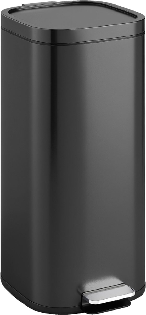 Keukenprullenbak - Prullenbak met voetpedaal - Prullenbak - Met deksel - Soft-close en altijd-open functie - 36x29x59,5 cm - Geschikt voor woonkamer, kantoor, slaapkamer of keuken - Zwart