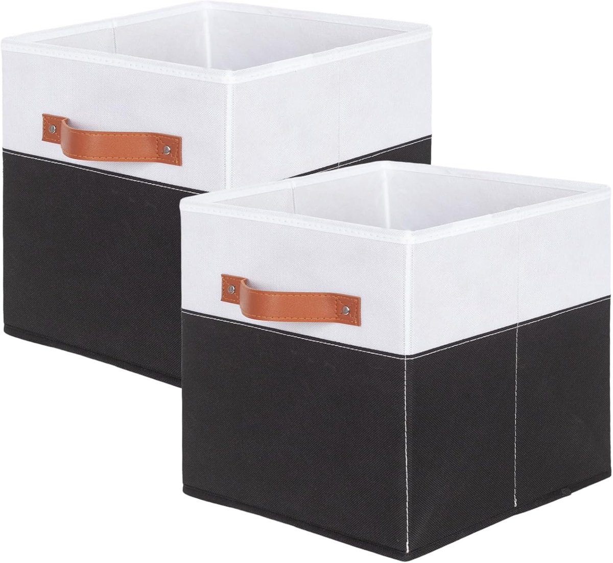 Opbergdoos 2-delig 27 x 27 x 28 cm - Vouwbaar - Zwart en wit - Perfect voor speelgoed en kasten - SnelShoppen