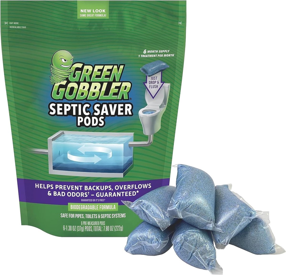 Septic tank pods 6 stuks - Bacteriën enzymen - Maandelijkse behandeling - Voorkomt verstoppingen - SnelShoppen