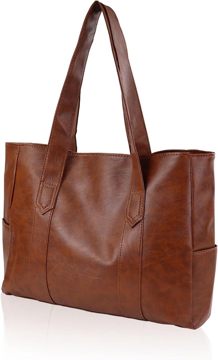 Tote bag grote maat - nepleer - met brede schouderband - ideaal voor winkelen - SnelShoppen
