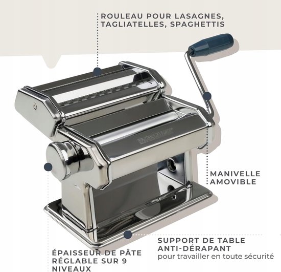 Handmatige pastamachine RVS - 3 rollen voor diverse pasta's — afbeelding 4