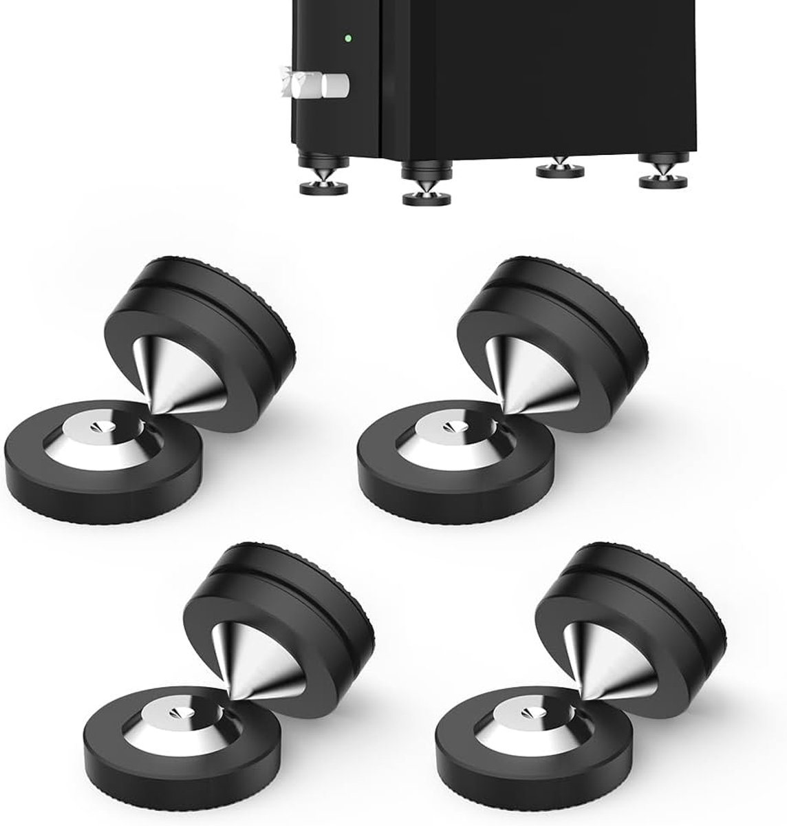 4 stuks luidsprekerpunten POM roestvrij staal met voeten en sluitringen voor luidsprekers, draaitafels en hifi-apparaten