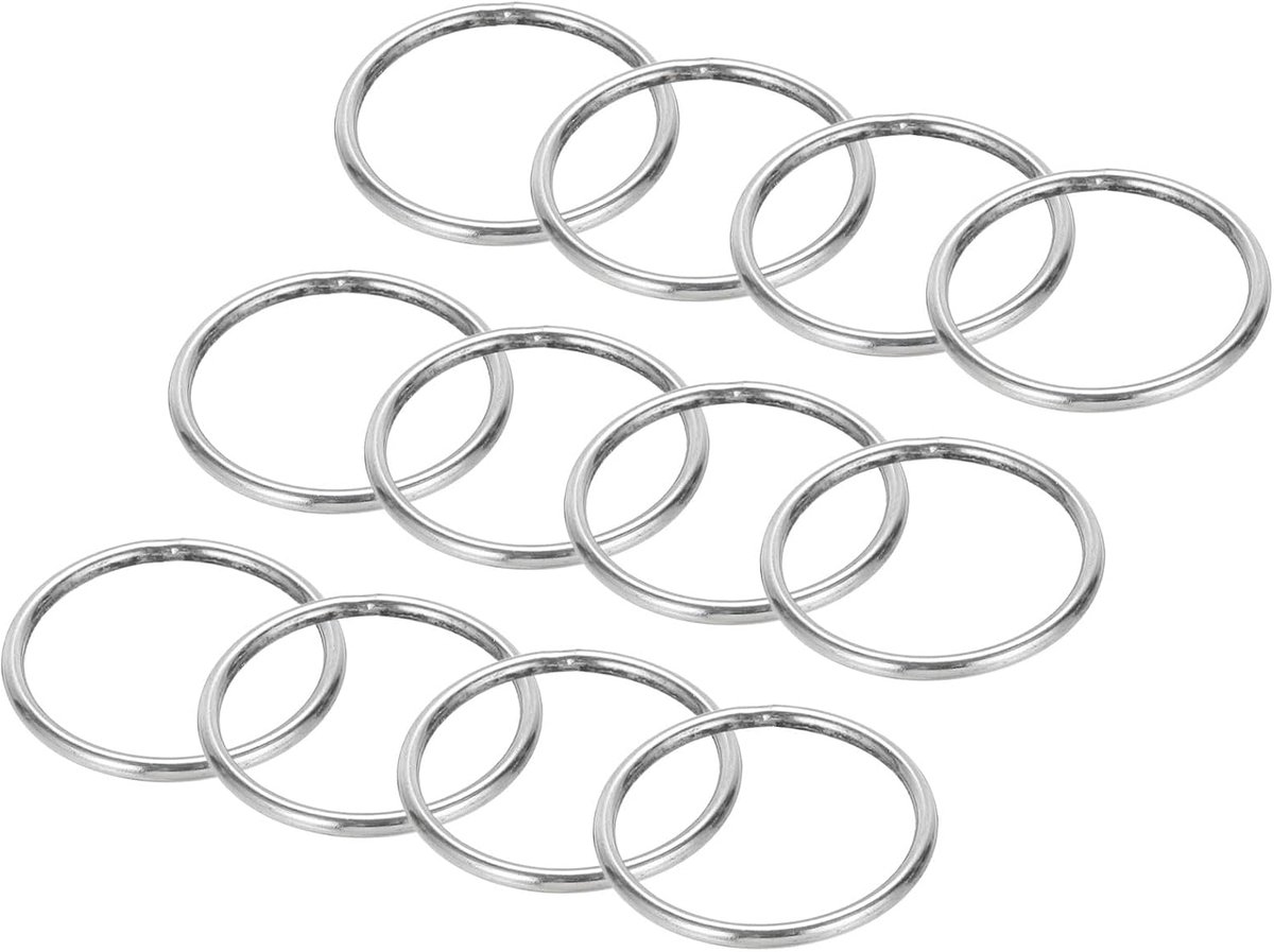 1,6 inch metalen ringen afdichting 15 stuks 304 roestvrij staal zware ring glad rond macramé ringen DIY handwerk hardware sleutelhanger riem hondenriem 3 mm x 40 mm, Zilverkleurig., 3mmx40mm