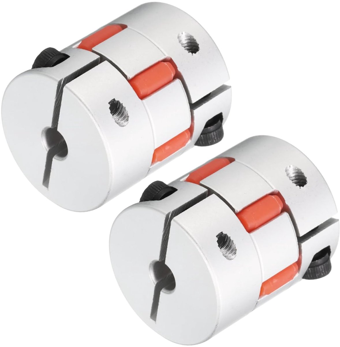 Aluminium pruim askoppeling 6 mm tot 6 mm boring L35xD30 flexibele koppeling koppeling voor machine en servo stappenmotor Pack van 2