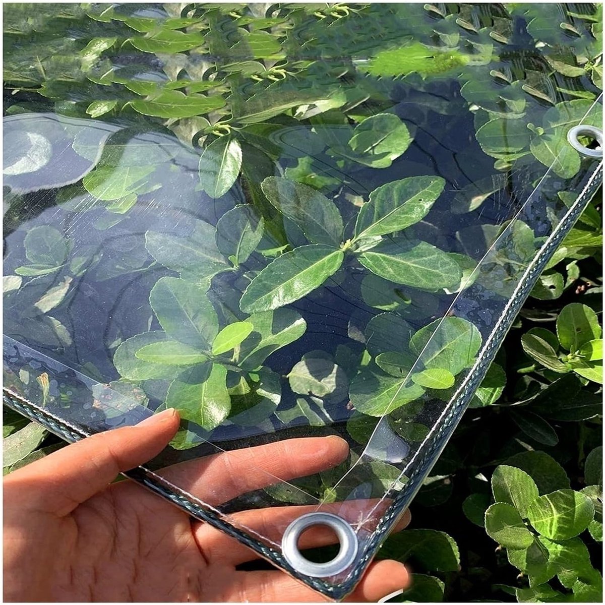 Transparant Zeildoek met Oogjes, 0,3 mm Waterdicht PVC Helder Zeildoek, Multifunctionele Plantaardige Cover voor Gazebo Buiten Barbecue (Maat: 2,4 x 4 m) | 0,3 mm, waterdicht, multifunctionele plantenafdekking, voor paviljoen, buiten, barbecue