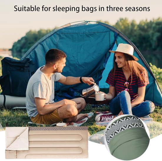 Camping Slaapzak - Slaapzakken Outdoor - Kamperen en Reizen - Dubbellaagse Naden - 190 x 75 cm - Blauw van Camping — afbeelding 4