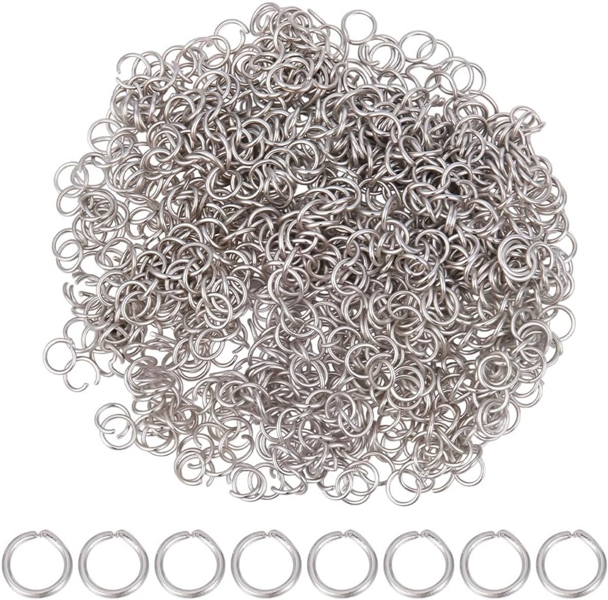 1000Pcs 3mm Roestvrij Staal Open Jump Ringen, Ronde Kleine Metalen Open Jump Ringen Zilver O Chainmail Ringen Connector voor Sieraden Maken Oorbel Armband Ketting Sleutelhanger DIY Craft