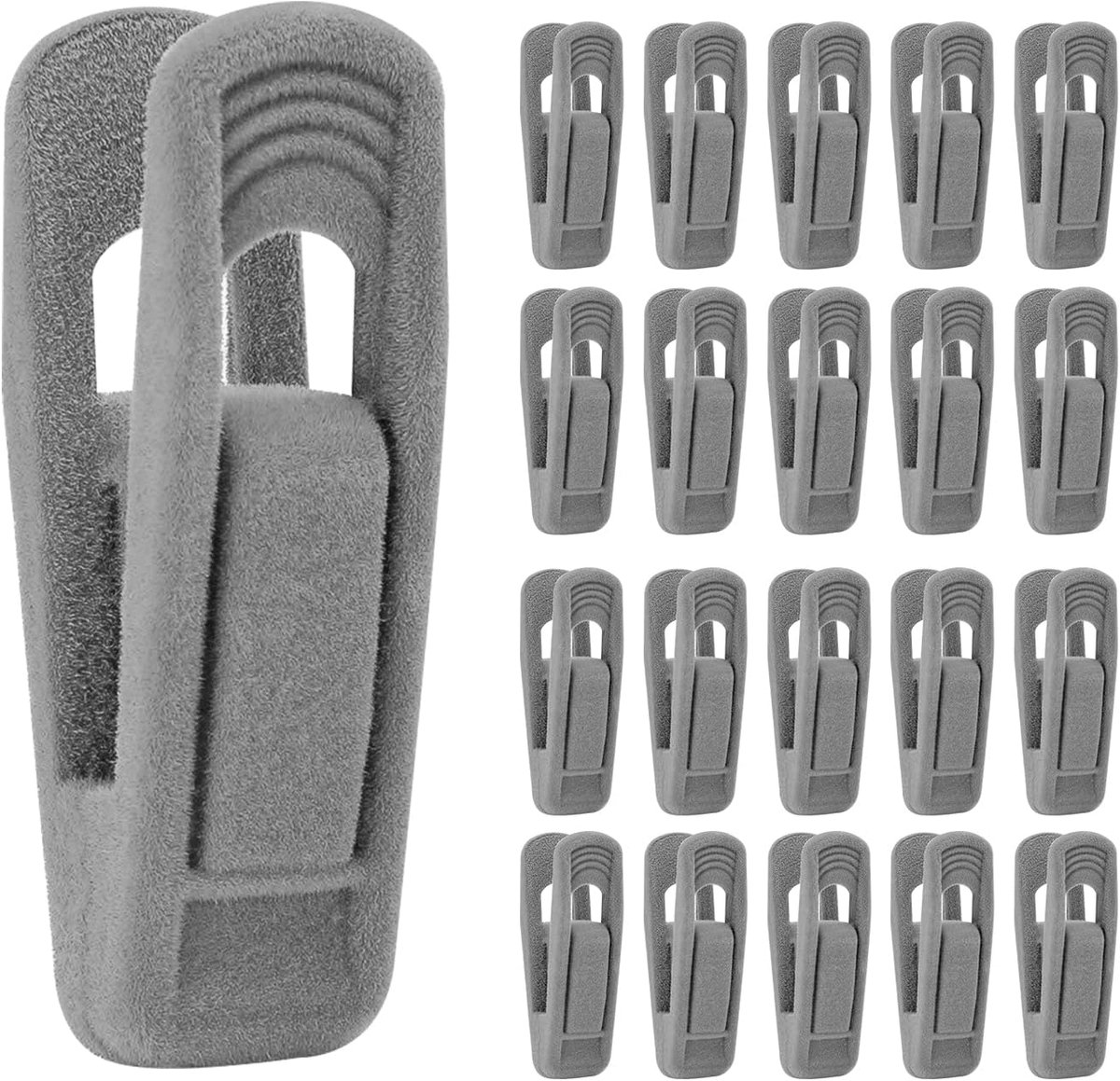 Wasknijpers, duurzame antislip handdoekklemmen, veelzijdige kledingklemmen, sterke wasknijpers voor broeken, rokken en sokken (20, grijs)