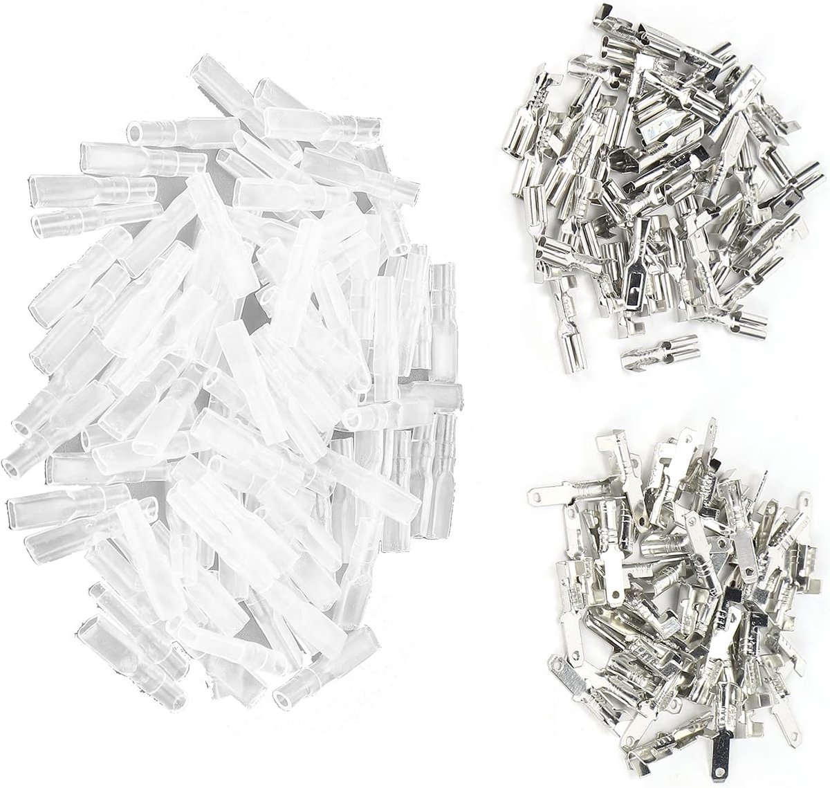 Crimp Terminals Vrouwelijk Man 50 Stks/elk met 100 Stks Isolerende Mouwen 2,8 Mm Zilveren Snelkoppelingen