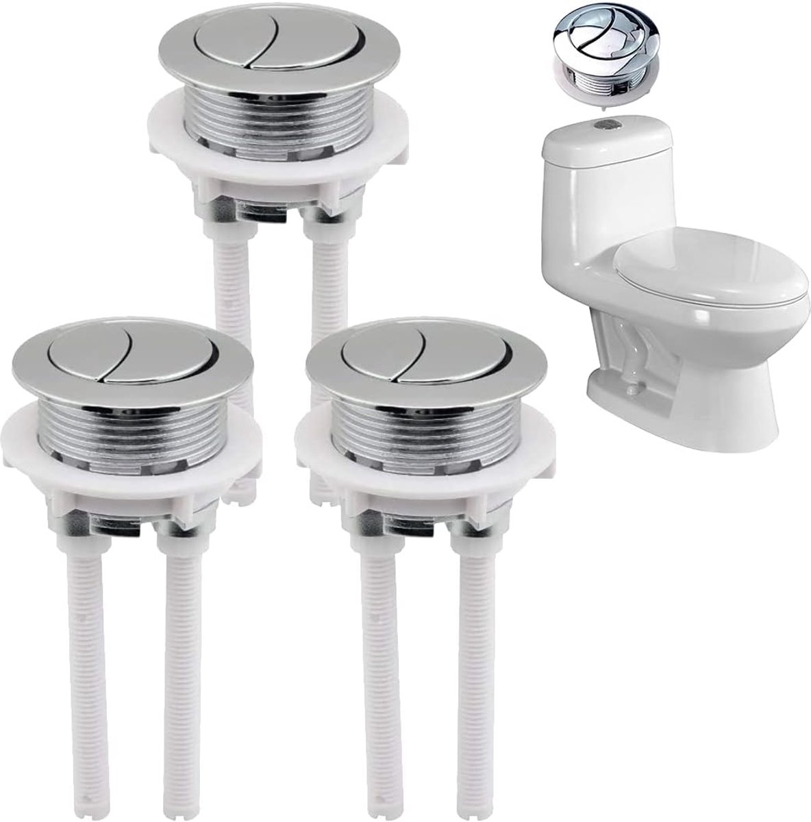 3 STKS Toilet Flush Knop Schakelaar Dual Drukknop Wc Water Tank Knop Voor Badkamer Reparatie Toilet Dichtstool Cisterne Vervanging Accessoires