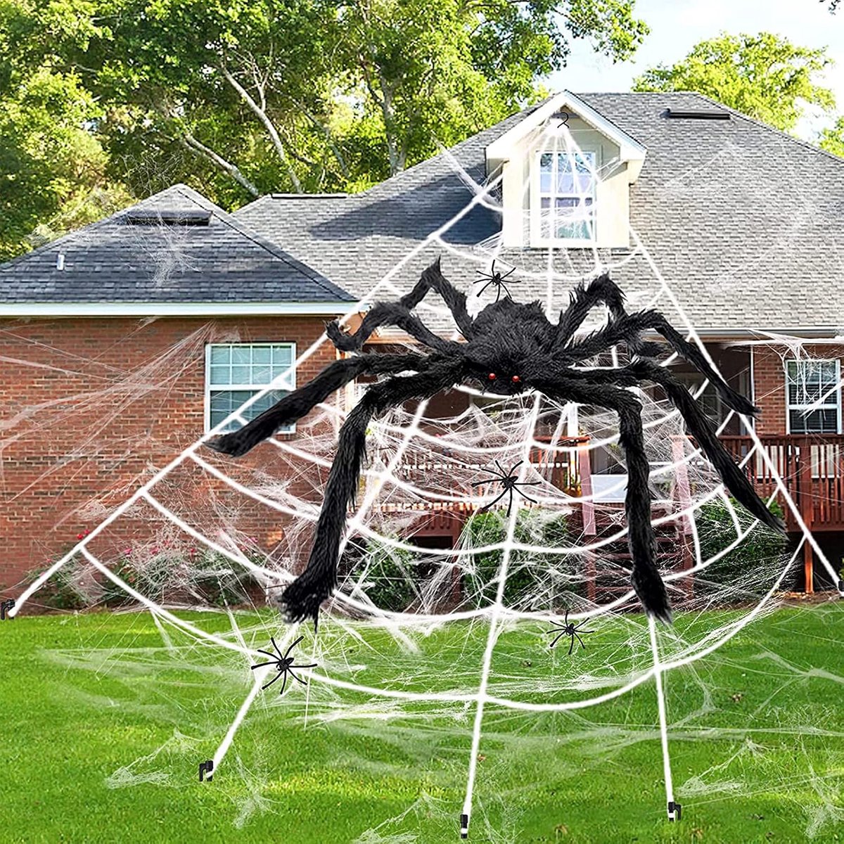Spinnenweb ​spinnenweb decoratieset ,7 m x 5,5 m super stretch cobweb,Halloween outdoor tuindecoratie