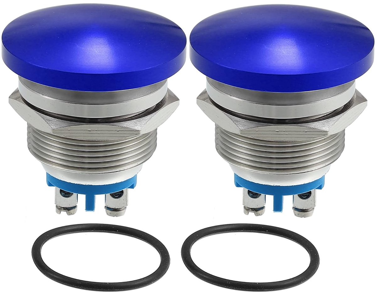 ABSOPRO Momentary Drukknop Schakelaar voor Auto 22mm 3A 250V Blauw (Set van 2)