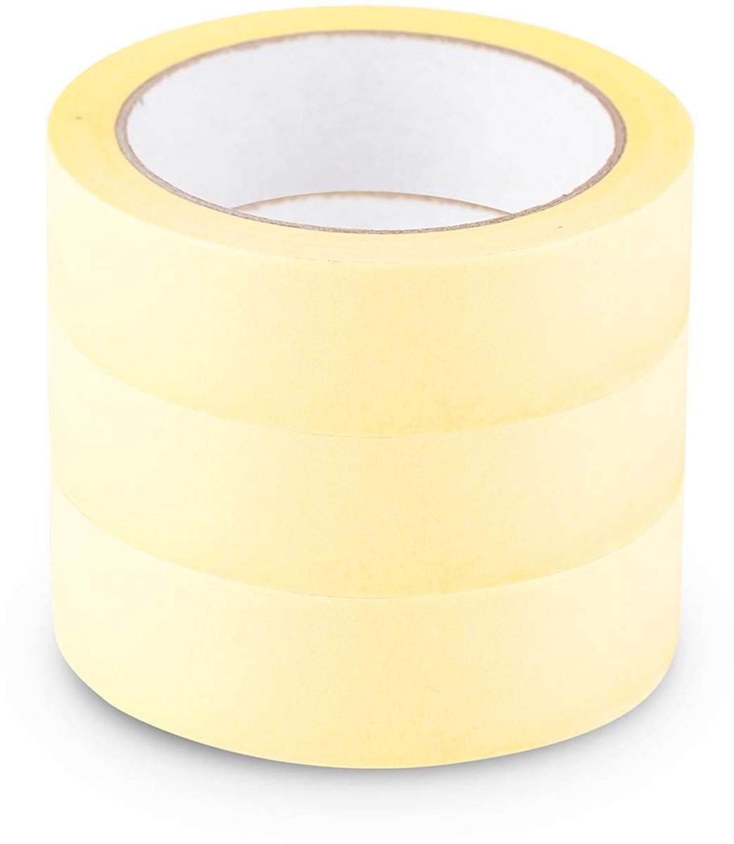 3 stuks schilderstape/crêpeband 30 mm × 33 m Serie 545, papieren schilderstape, afplaktape voor schilders met rubberlijm