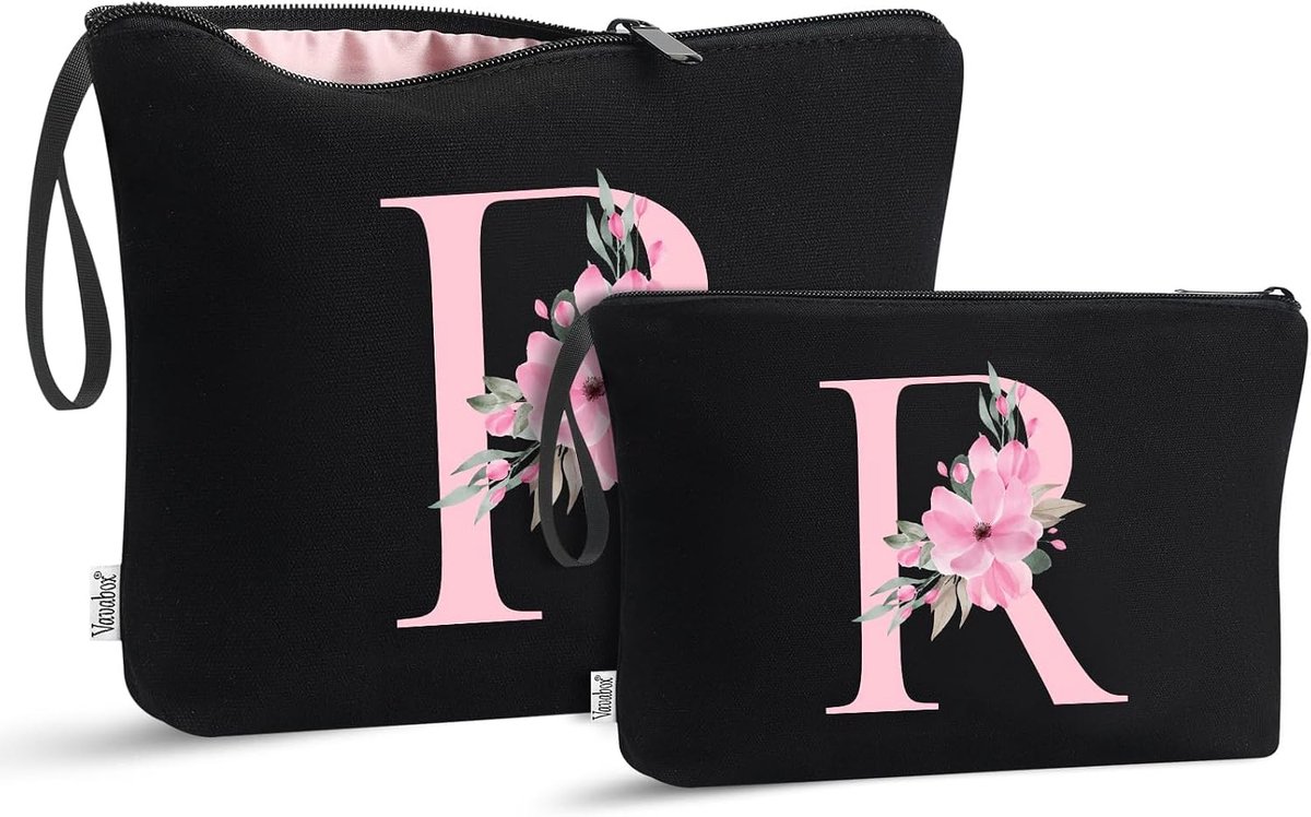 Toilettassen, verjaardagscadeaus voor vrouwen, draagbare toilettas met handvat, Zwart (R)