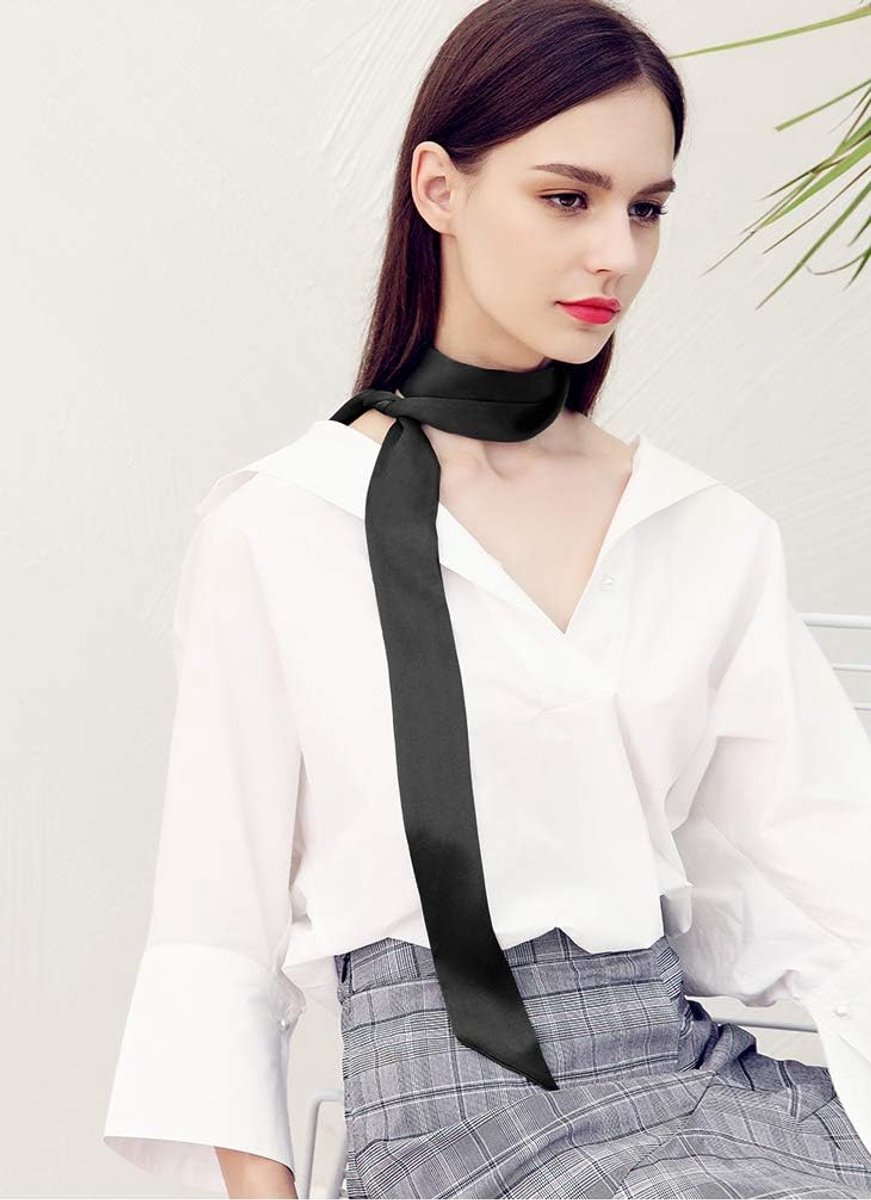Zijden Satijn Skinny Sjaal Lange Halsband Sash Tie Hoofdjurk Mode Accessoires