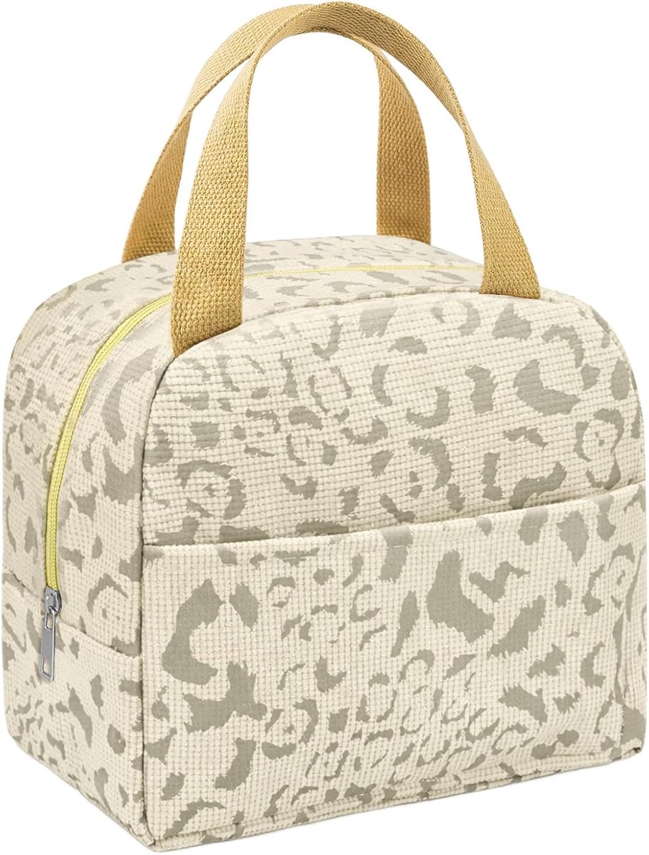 Waterdicht, 6 l, lunchtas voor kantoor, kleine koeltas voor heren en dames, lunchbox voor school, reizen, picknick, beige