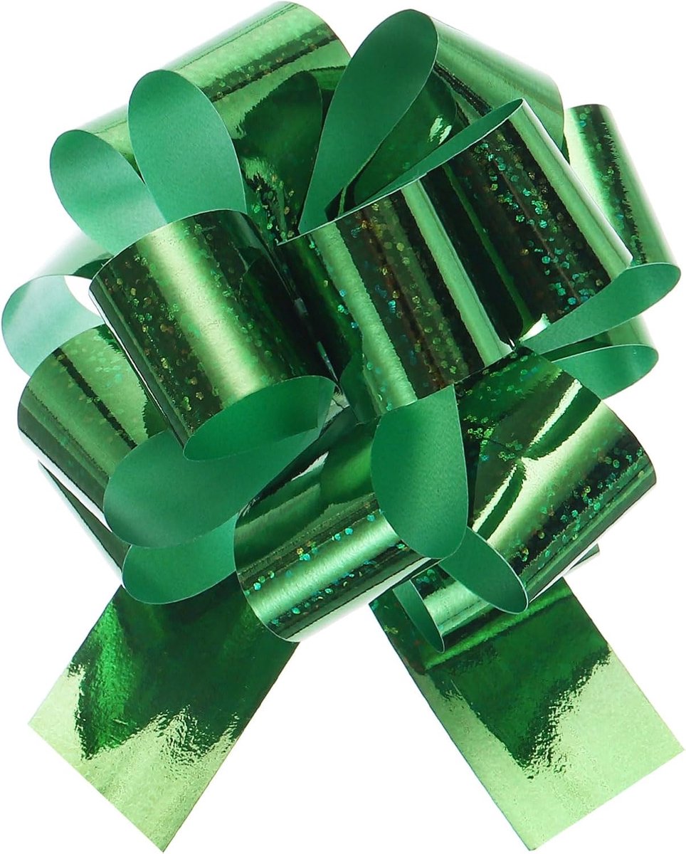 10 stuks 4 inch grote metallic glitterstrikken, cadeaulint, voor bruiloften, auto's, geschenkmanden, kerstcadeaus, strikken, groen