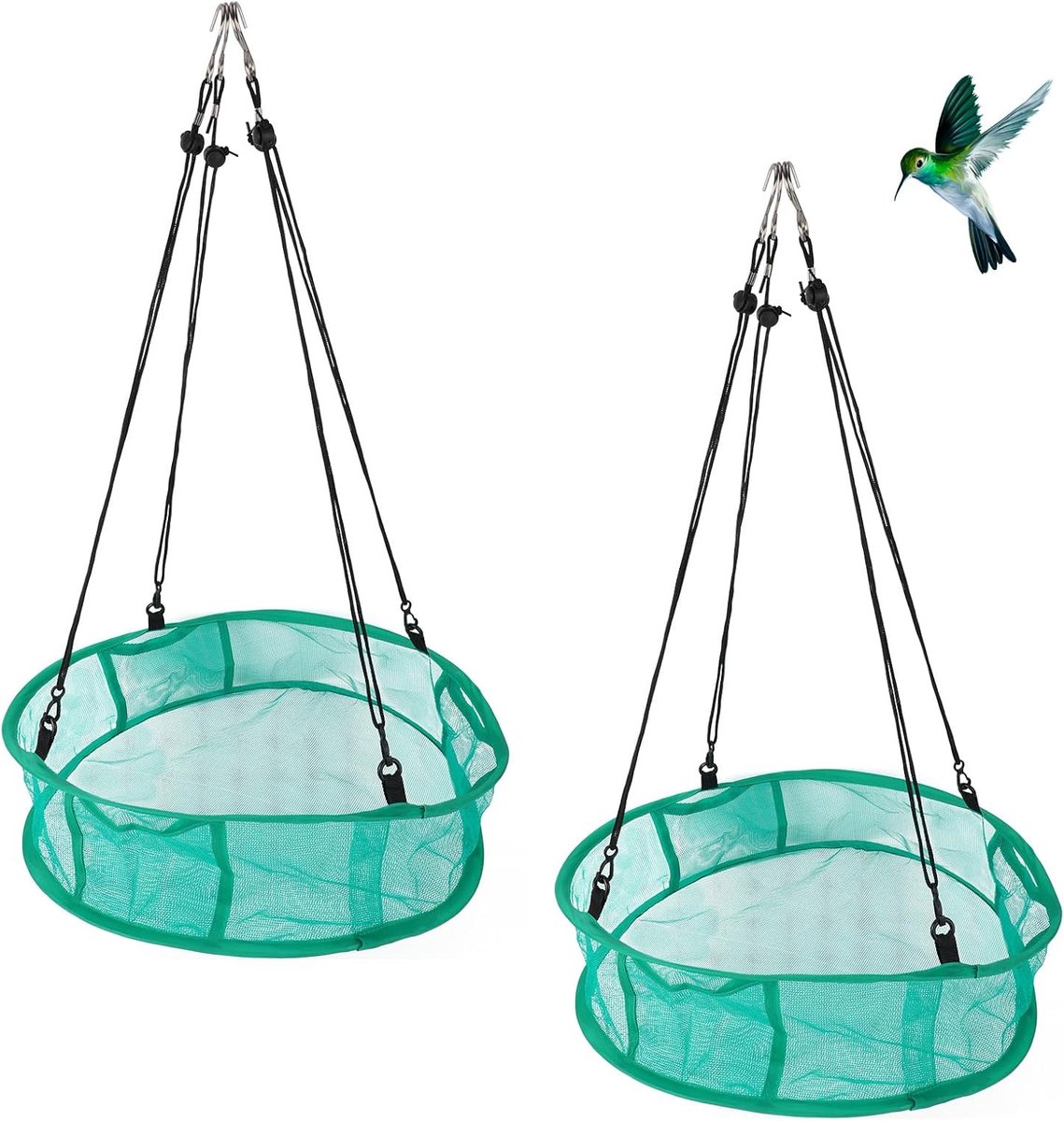 2st Vogelzaadopvangbak, 41,5cm Diameter Hangend Platform Vogelvoederbak met Koord en Touwen Winddicht Ontwerp voor Gebruik in Tuin Achtertuin Tuin en Gazon