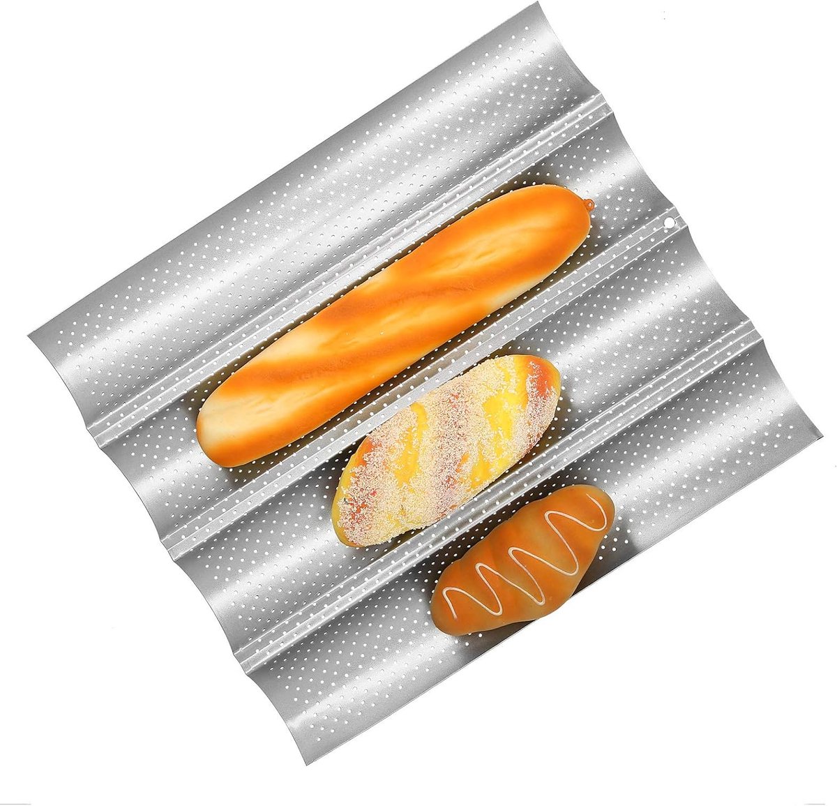 Stokbroodpan, Multigroeven Ontwerp Roestvrijstalen Stokbrood Bakplaat Mal Keuken Stokbrood Bakplaat Gereedschap (vier sleuven)