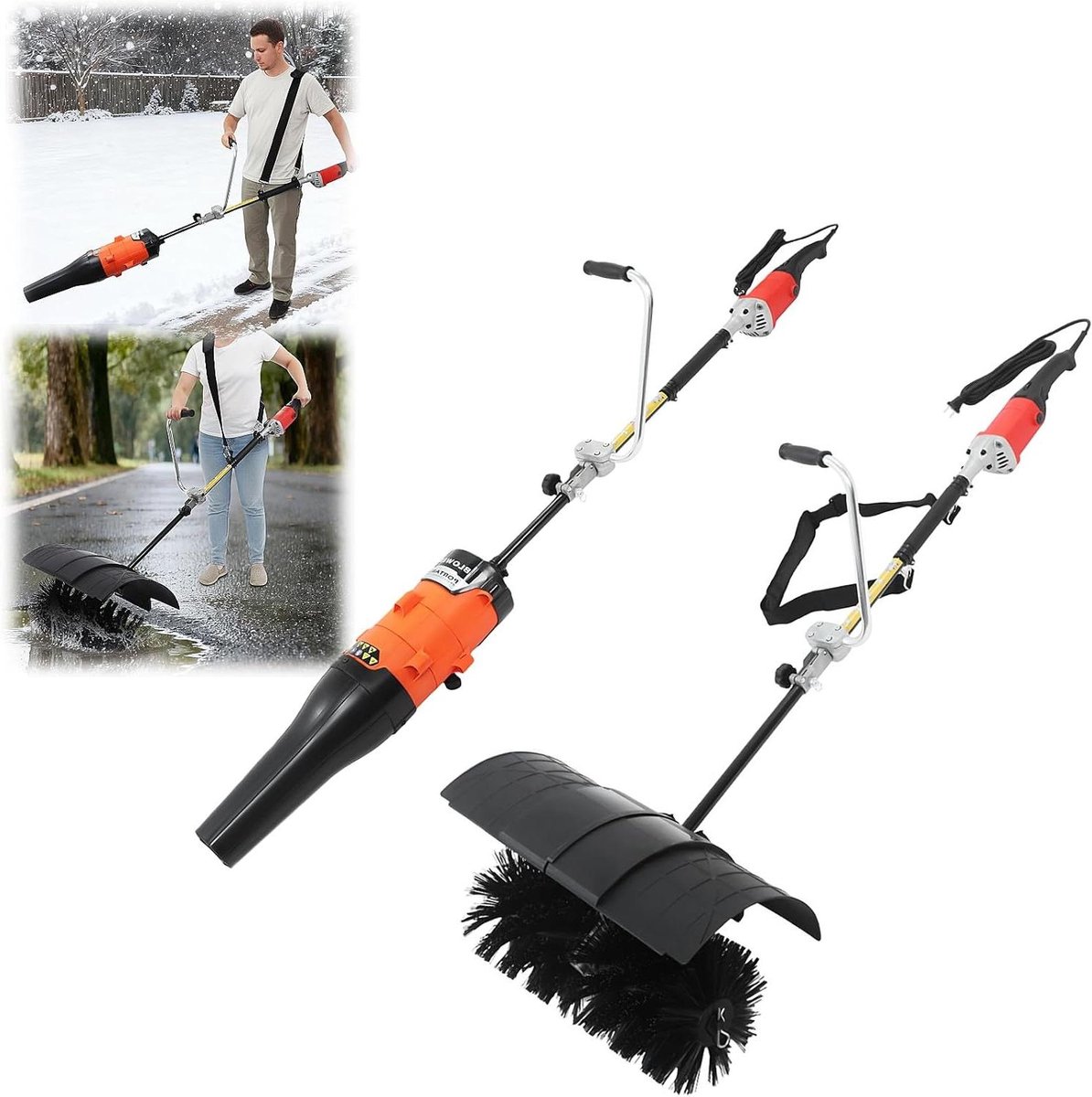 Elektrische Sneeuwruimer - Veegmachine Bladblazer - Buiten Reinigen - Multifunctioneel Wisselbaar - 55 x 180 cm - Zwart Rood