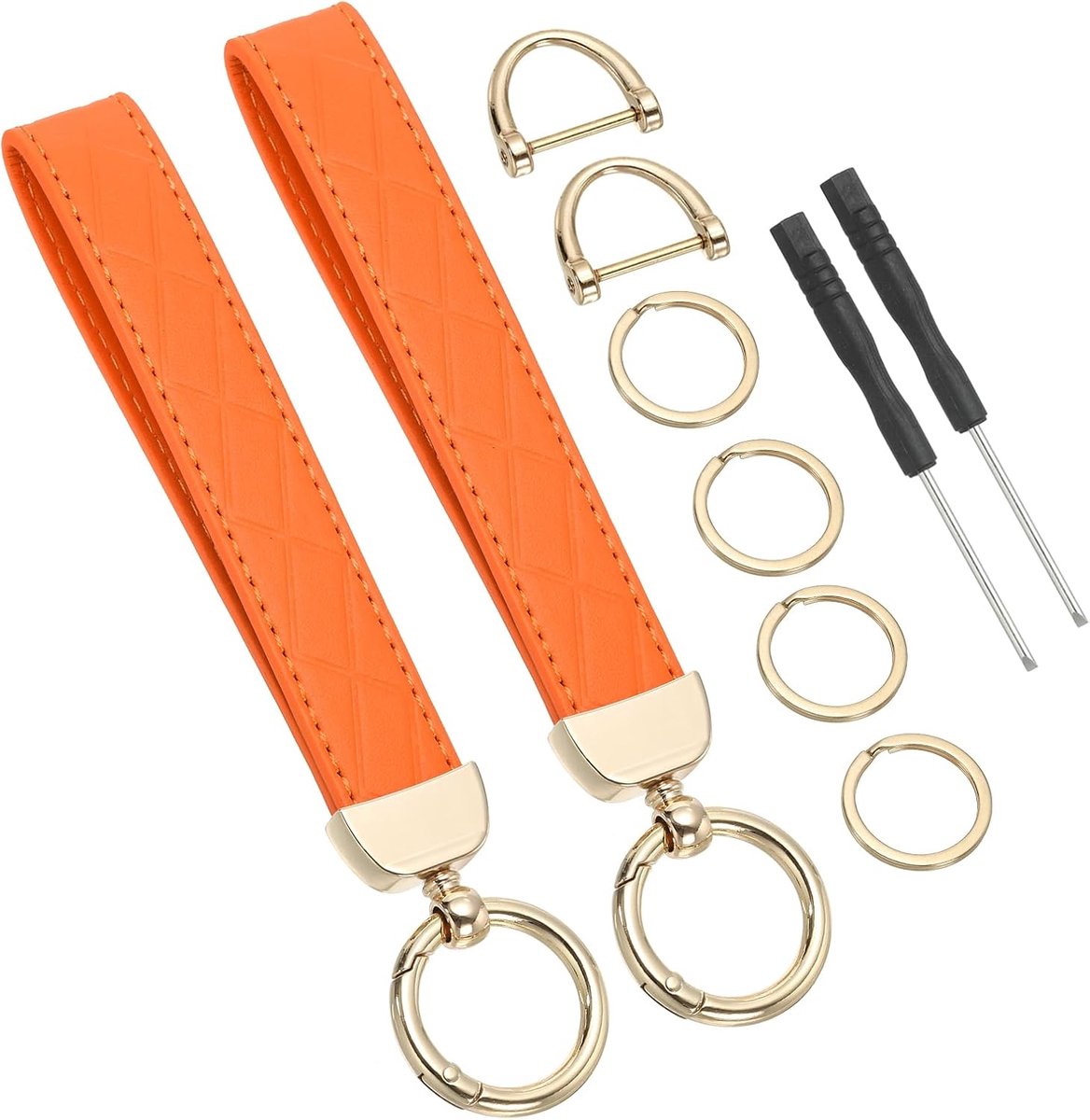 Sleutelhanger lederen pols, auto PU sleutelhanger auto gepersonaliseerde sleutelhanger, anti-verlies D-ring en schroevendraaier voor mannen vrouwen