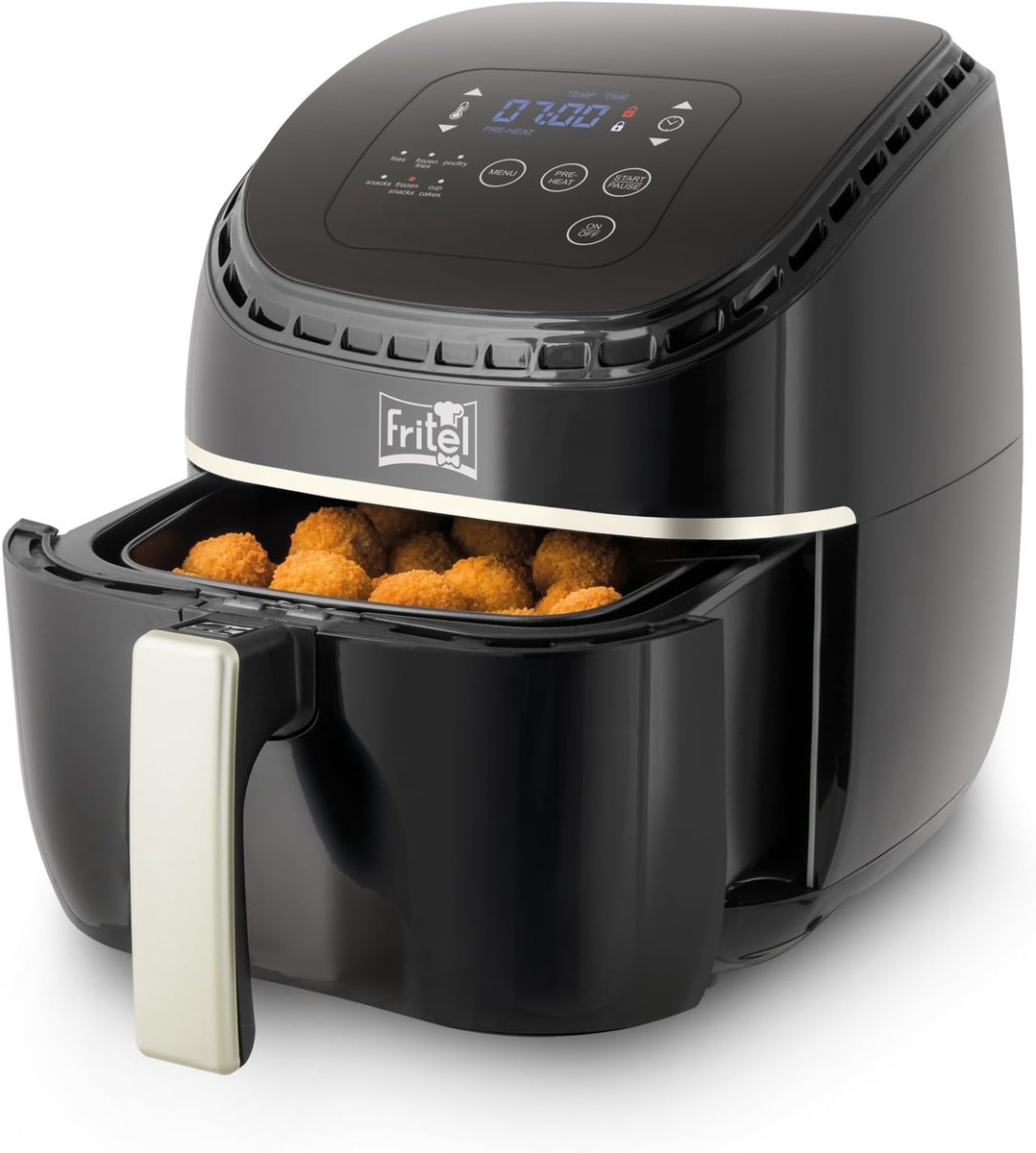 Heteluchtfriteuse - Airfryer Frituurpan - Gezond Frituren - 6 Voorgeprogrammeerde Functies - 3.2L - Zilver Zwart