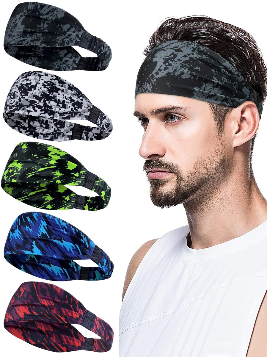 Sporthoofdband voor heren - elastisch - zweetabsorberend - ideaal voor fitness - SnelShoppen