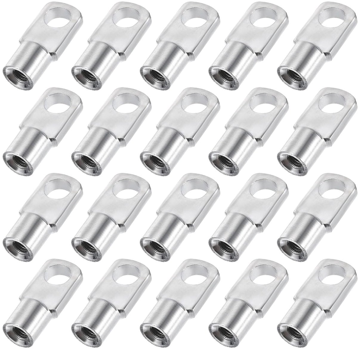 Drukveren voor gasveer M6 x 11 mm, vrouwelijke aansluitingen van verzilverd staal, 20 stuks