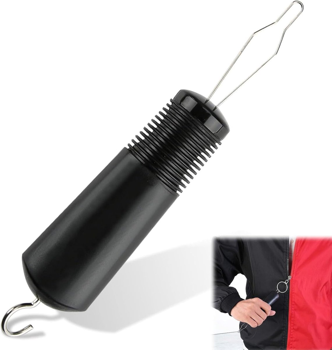 Knoophulp voor knopen, haken voor knopen en ritssluiting, knoophaken en hulp voor het trekken van de ritssluiting, knoophaken en knopen met ritssluiting om te sluiten
