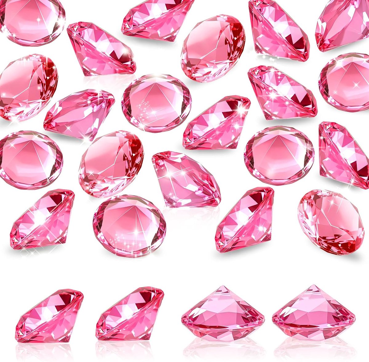 25 stuks decoratieve diamanten groot 30 mm acryl kristallen roze transparant | Diamantkristallen, decoratieve stenen, tafeldecoratie, diamanten, strooidecoratie voor vazen, bruiloftsdecoratie