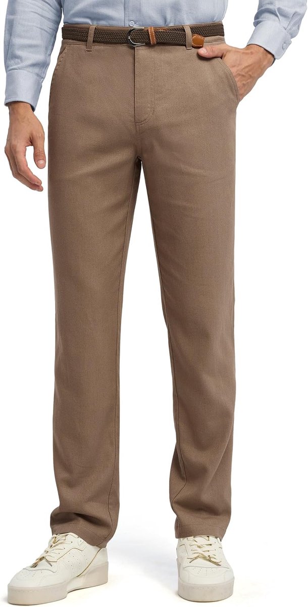 Linnen broek voor heren, lichte zomerbroek, lange katoenen joggingbroek voor mannen, strandbroek, vakantie, dagelijks gebruik