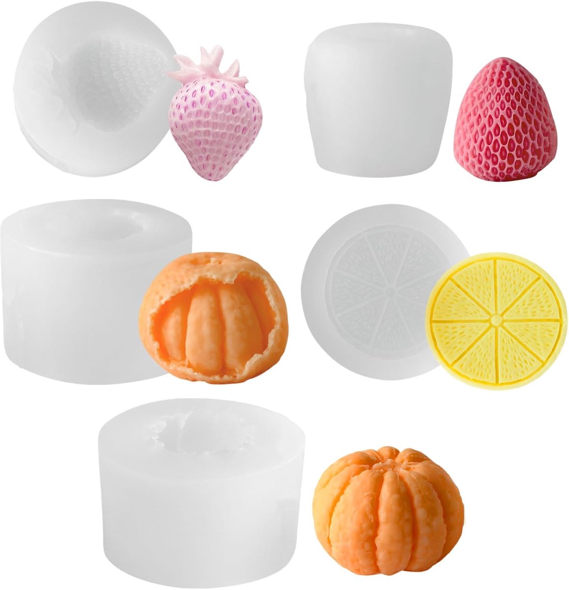 siliconen vorm, fruitvormige geleivormen, 7 stuks vormen voor het maken van kaarsen, fruitvormen, handgemaakte siliconen bloemvormen, voor chocolade, cupcake-toppers
